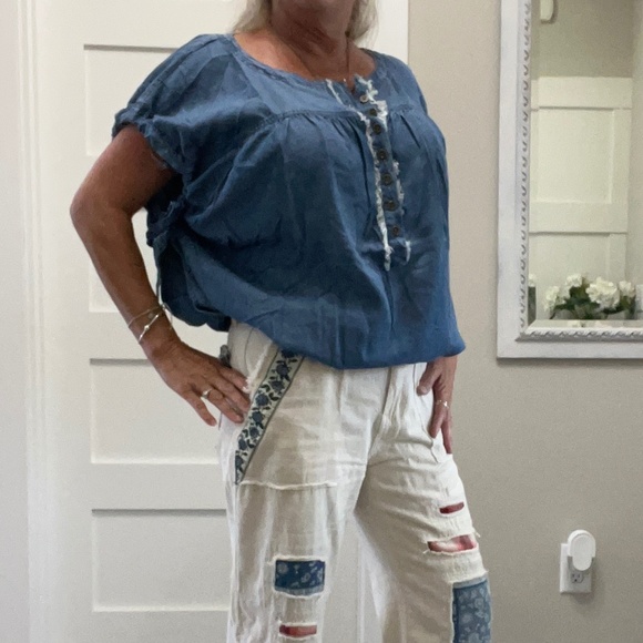 ☀️Veveret “ Henderson “ Veveret Cap Sleeve Front Pleated Tencel Top LAST ONE - Picture 10 of 11